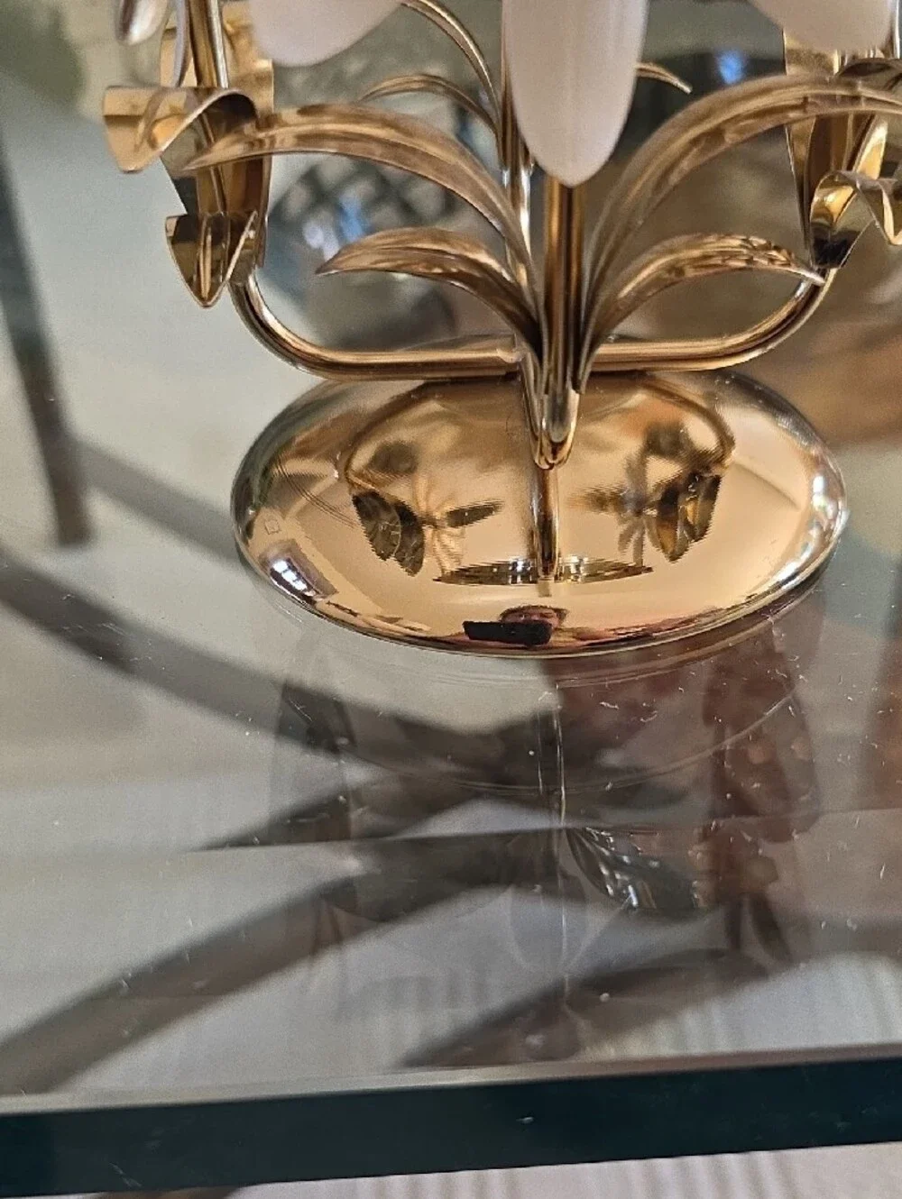 BATH & BODY WORKS Candle Holder White Daisy Gold Pedestal Metal. - Picture 5 of 6
